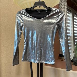 Almost new metallic silver Armani Exchange top